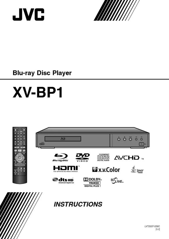 Hard paper print copy of JVC DVD Player Instruction Manuals. Free Shipping.