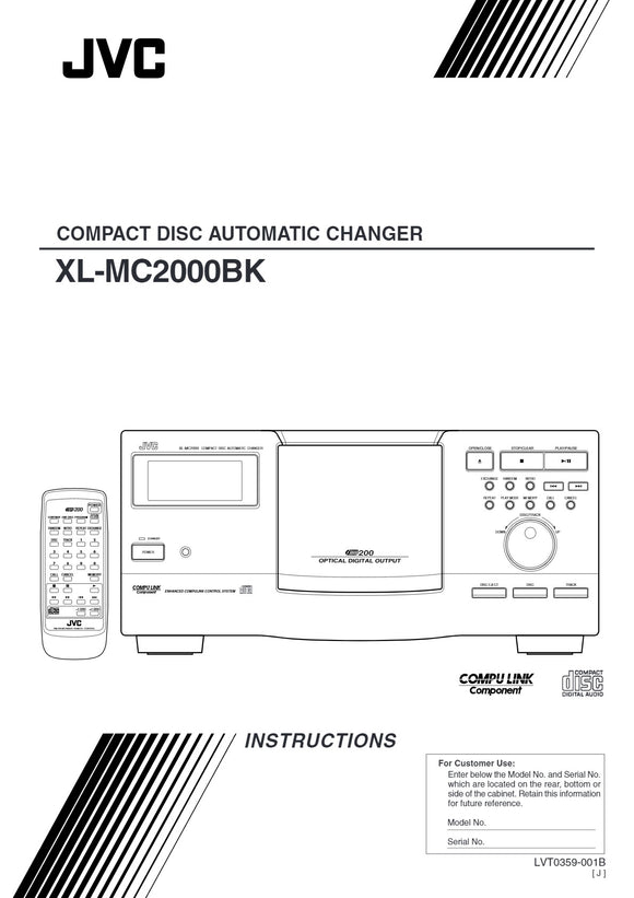 Hard paper print copy of JVC CD Player Instruction Manuals.
