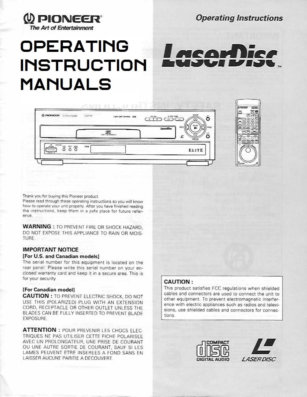 Pioneer Laser Disc Player Manuals – TekRevolt