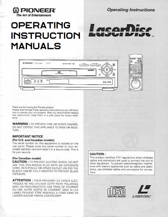 Printed Pioneer Laser Disc Player Manuals