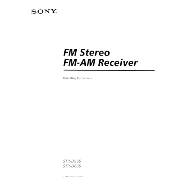 Sony Receiver Manuals