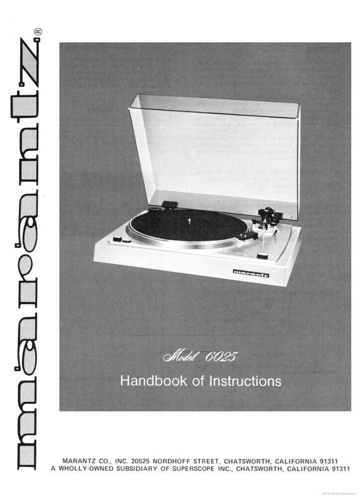 Marantz 6025 Turntable Owners Instruction Manual TekRevolt