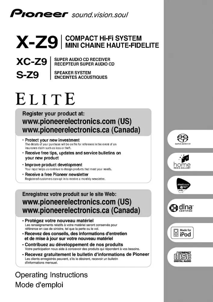 Pioneer SZ-9-X-Z9-XC-Z9 Receiver Owners Manual