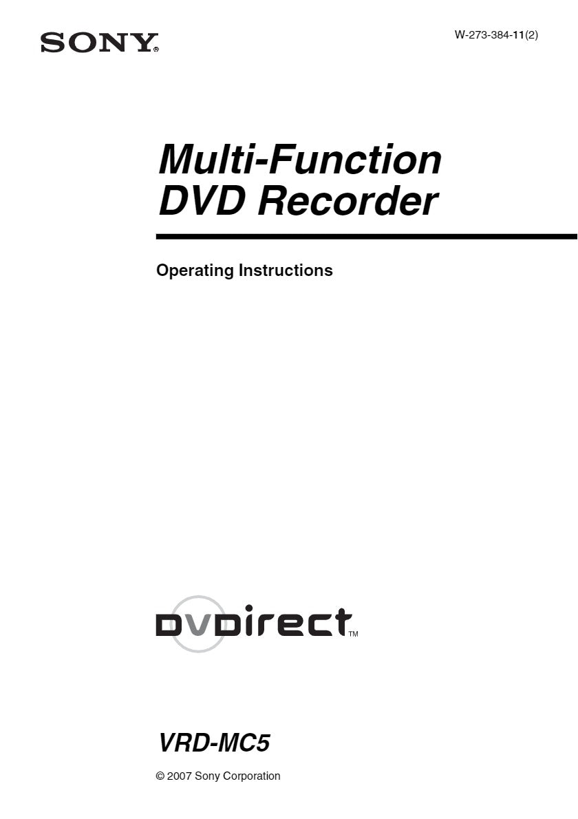 Sony VRDMC5 DVD Recorder owners manual TekRevolt