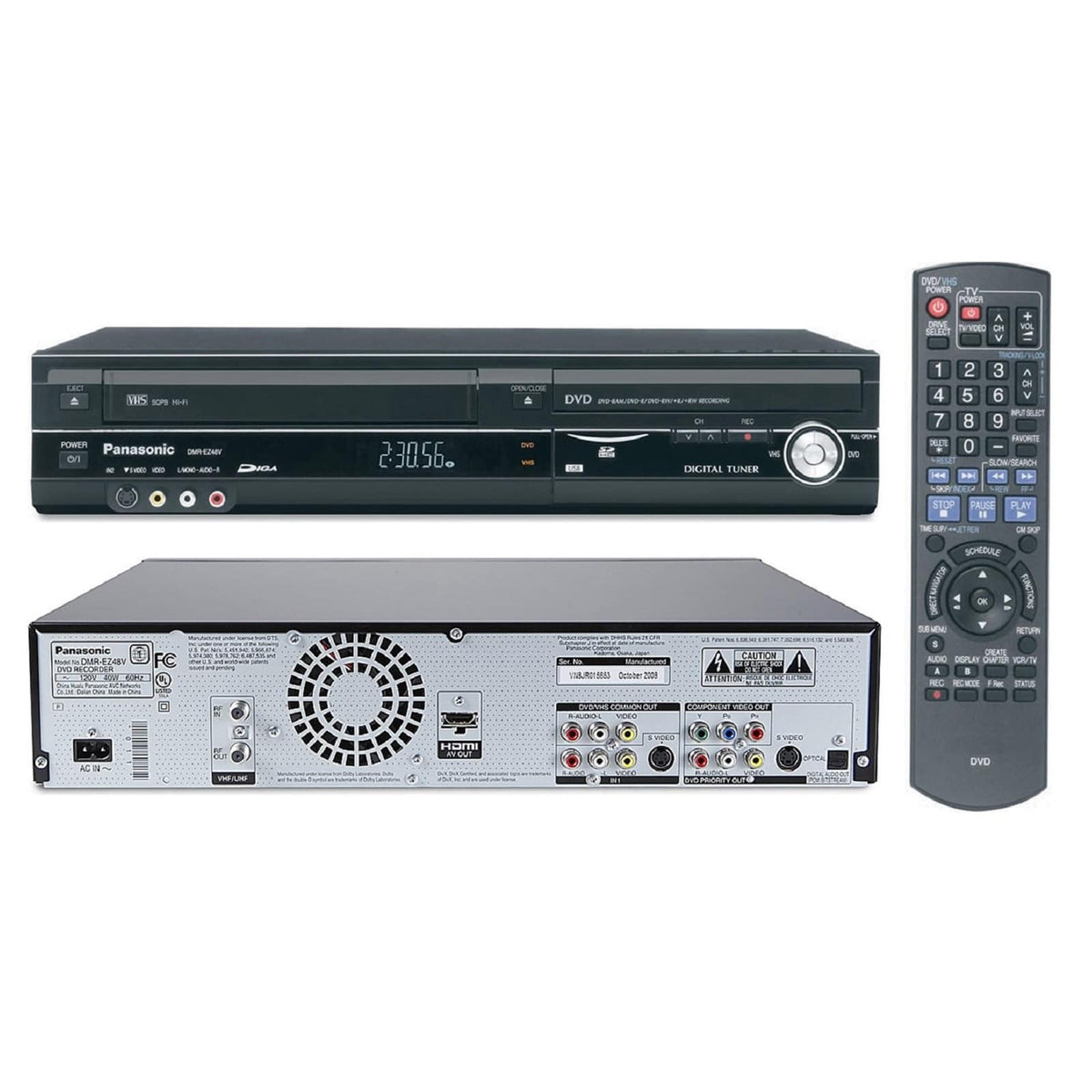 Panasonic Diga DMR-EZ485V DVD Recorder DVD/VCR Combo HDMI