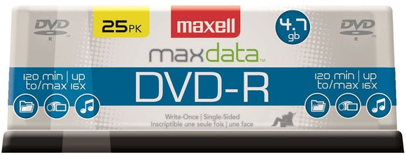 Maxell DVD-R 4.7 GB Recordable Discs - 25 Pack
