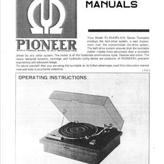 Printed Pioneer Record Player Turntable Manuals