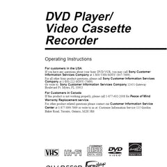 Hard paper print copy of Sony VCR DVD Combo Instruction Manuals.