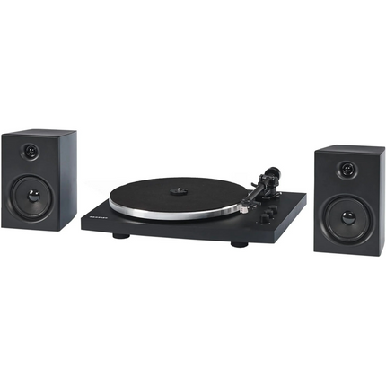 Crosley T150A-BK Modern 2-Speed Bluetooth Turntable System with Variable Weighted Tone Arm and Stereo Speakers, Black