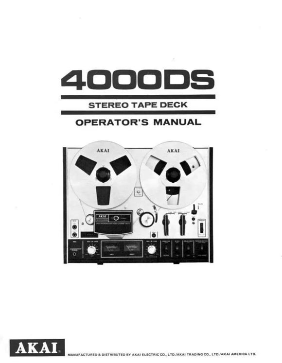 Akai 4000DS Tape Deck Owners Instruction Manual