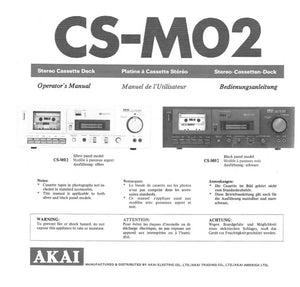 Akai CS-M02 Tape Deck Owners Instruction Manual