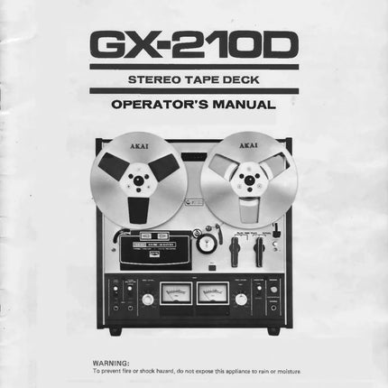 Akai GX-210D Tape Deck Owners Instruction Manual