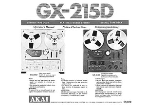 Akai GX-215D Tape Deck Owners Instruction Manual