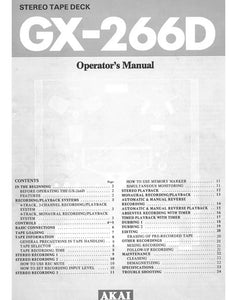 Akai GX-266D Tape Deck Owners Instruction Manual