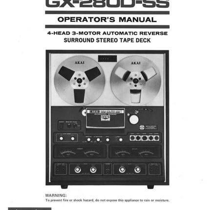 Akai GX-280D-SS Tape Deck Owners Instruction Manual