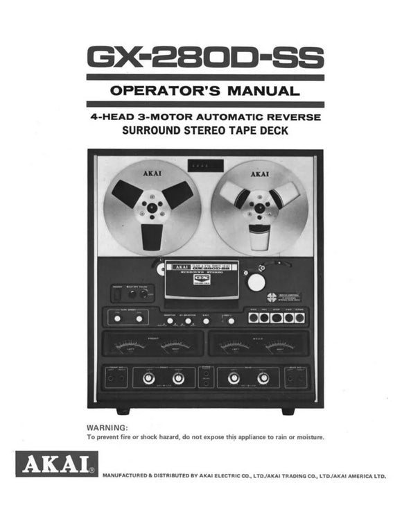 Akai GX-280D-SS Tape Deck Owners Instruction Manual