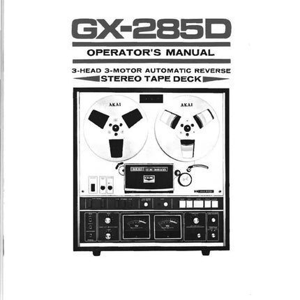 Akai GX-285D Tape Deck Owners Instruction Manual