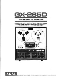 Akai GX-285D Tape Deck Owners Instruction Manual