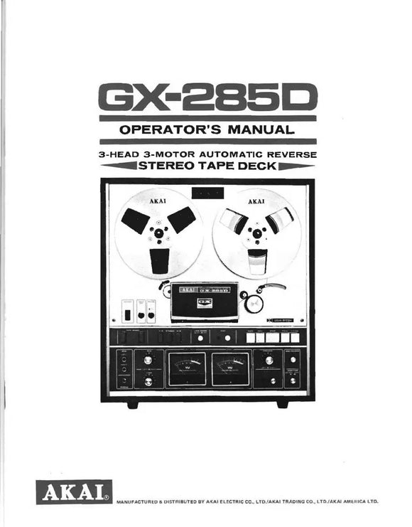 Akai GX-285D Tape Deck Owners Instruction Manual