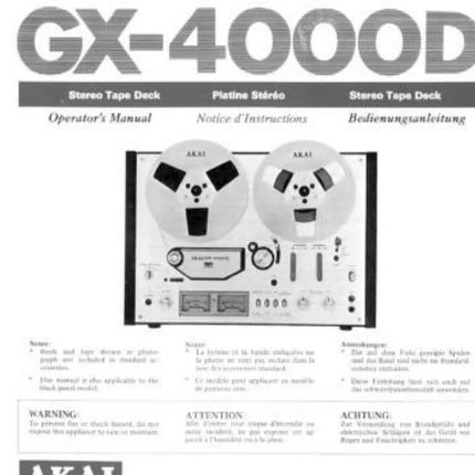 Akai GX-4000D Tape Deck Owners Instruction Manual