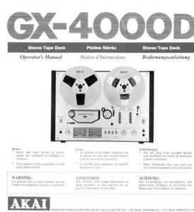 Akai GX-4000D Tape Deck Owners Instruction Manual