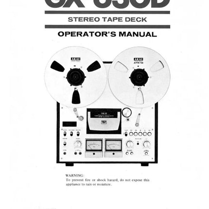 Akai GX-630D Tape Deck Owners Instruction Manual