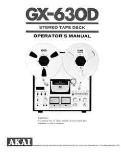 Akai GX-630D Tape Deck Owners Instruction Manual