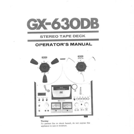 Akai GX-630DB Tape Deck Owners Instruction Manual