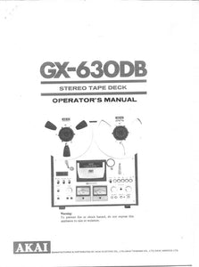 Akai GX-630DB Tape Deck Owners Instruction Manual