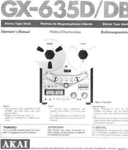 Akai GX-635D GX-635DB Tape Deck Owners Instruction Manual