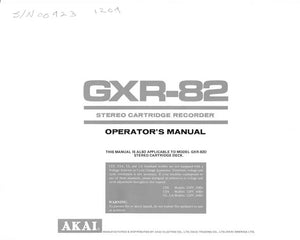 Akai GXR-82 GXR-82D Cassette Deck Owners Instruction Manual