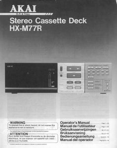 Akai HX-M77R Cassette Deck Owners Instruction Manual