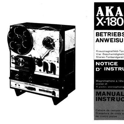 Akai X-1800SD Tape Deck Owners Instruction Manual