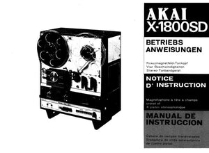 Akai X-1800SD Tape Deck Owners Instruction Manual