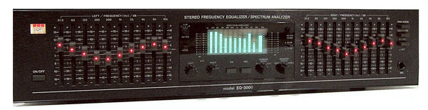 BSR EQ-3000 Stereo Frequency Graphic Equalizer Spectrum Analyzer outlets - Black