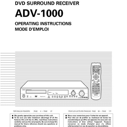 Denon ADV 1000 Receiver Owners Manual