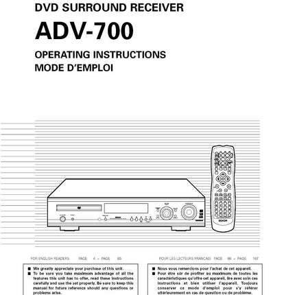 Denon ADV 700 Receiver Owners Manual