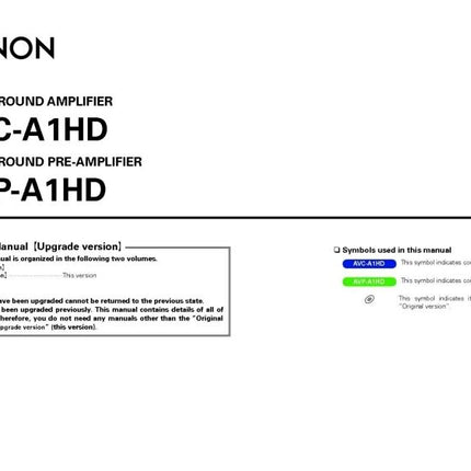 Denon AVC A1HD Receiver Amplifier Owners Manual