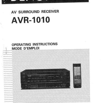 Denon AVR 1010 Receiver Owners Manual