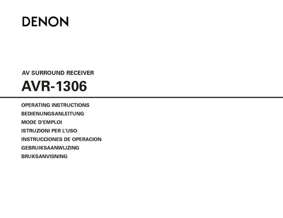 Denon AVR 1306 Receiver Amplifier Owners Manual