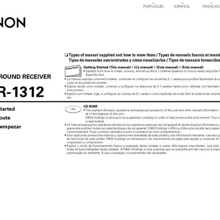 Denon AVR 1312 Receiver Amplifier Owners Manual