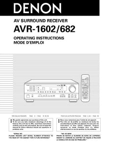 Denon AVR 1602 AV Receiver Owners Manual