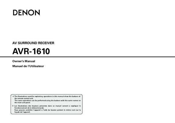 Denon AVR 1610 AV Receiver Owners Manual