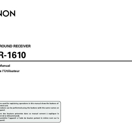 Denon AVR 1610 AV Receiver Owners Manual