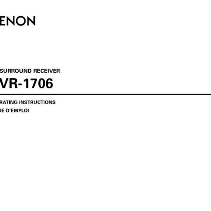 Denon AVR 1706 AV Receiver Owners Manual