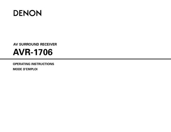 Denon AVR 1706 AV Receiver Owners Manual