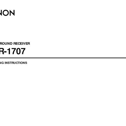 Denon AVR 1707 AV Receiver Owners Manual