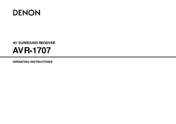 Denon AVR 1707 AV Receiver Owners Manual
