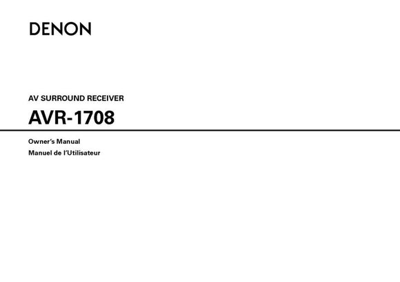 Denon AVR 1708 AV Receiver Owners Manual