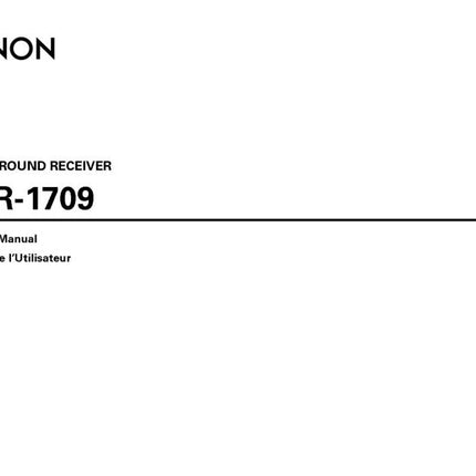 Denon AVR 1709 AV Receiver Owners Manual